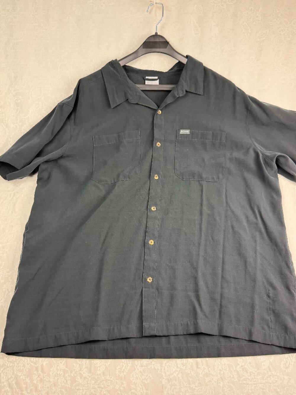 Columbia Men's XXL 2XL Gray Short Sleeve Button Up Shirt Outdoor Utility Workwea